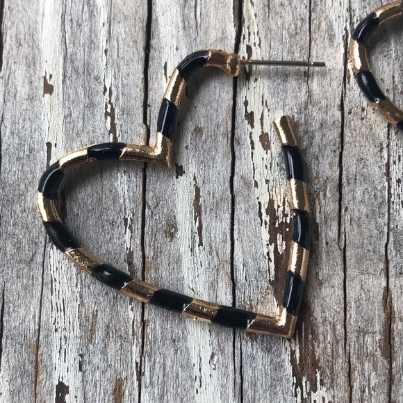Janna Black and Gold Heart Hoops! - Picture 4 of 7